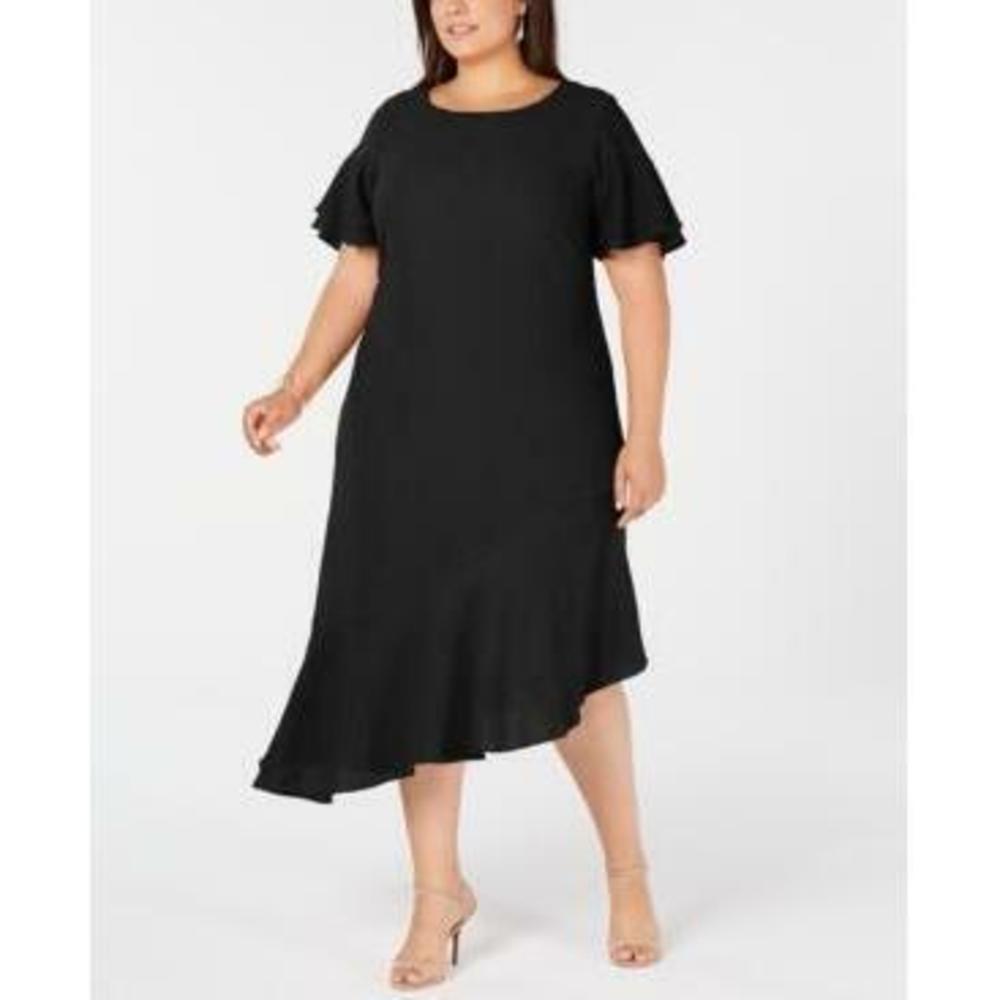MSRP $110 Alfani Asymmetric Ruffled A-Line Dress Black Size 6 NWOT